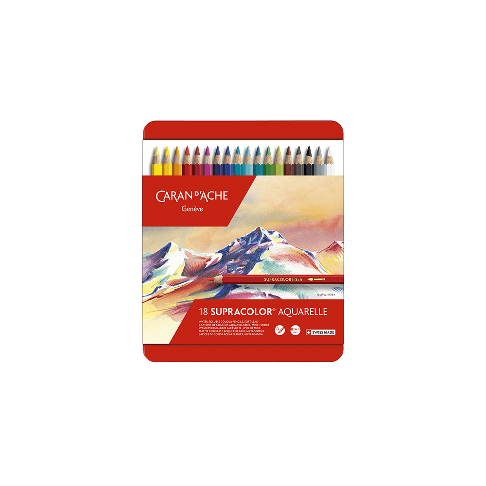 CARAN D'ACHE ΚΡΑΙΓΙΟΝ (ΞΥΛΟΜΠΟΓΙΕΣ) ΑΚΟΥΑΡΕΛΑΣ ΚΟΥΤΙ ΜΕΤΑΛΛΙΚΟ 18 ΧΡΩΜΑ?