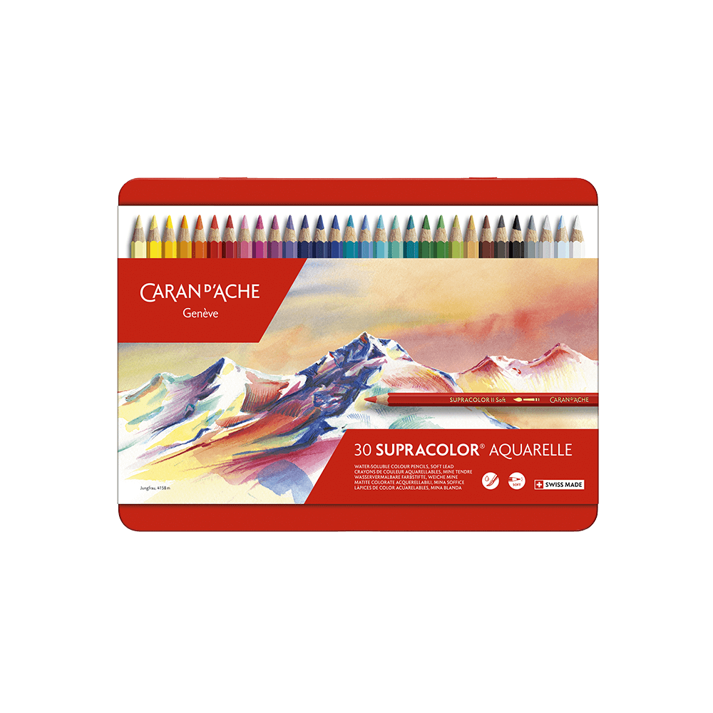 CARAN D'ACHE ΚΡΑΙΓΙΟΝ ΑΚΟΥΑΡΕΛΑΣ ΚΟΥΤΙ ΜΕΤΑΛΛΙΚΟ 30 ΧΡΩΜΑΤΑ Φ3.8mm SUPRACOLOR