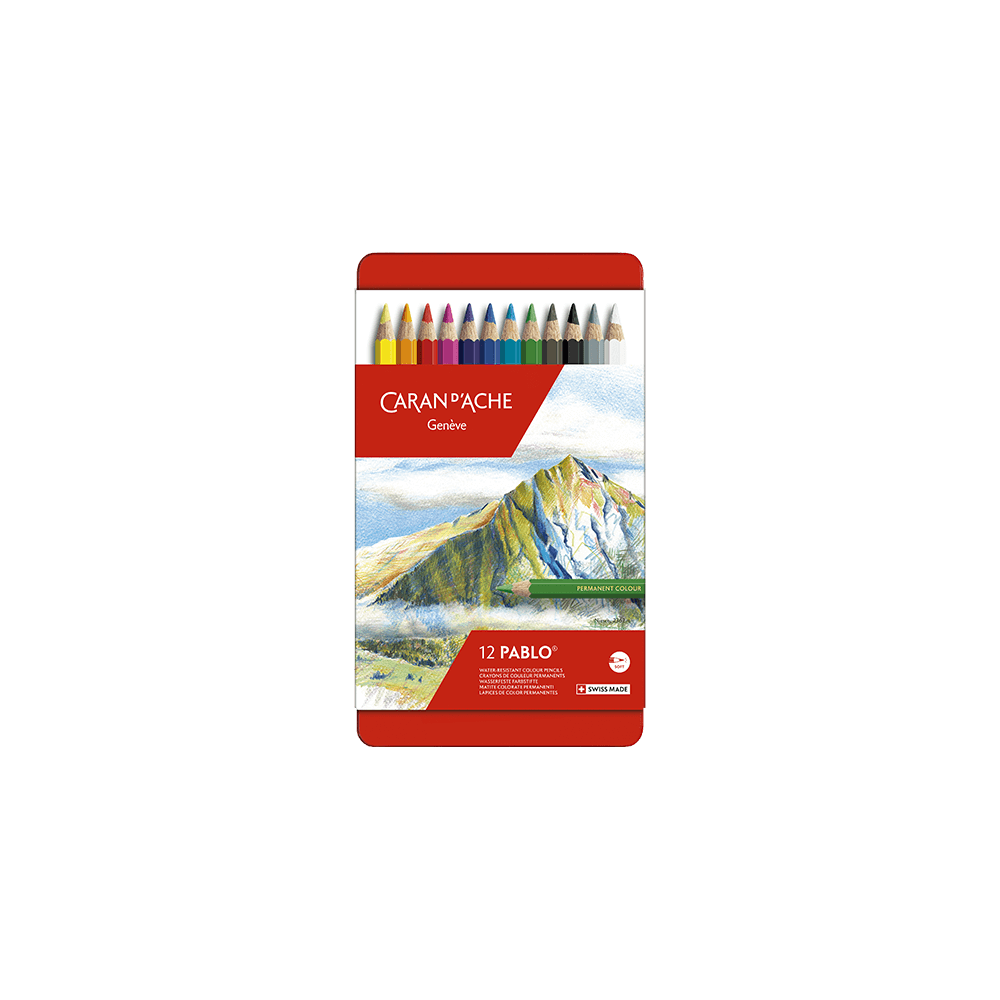 CARAN D'ACHE ΚΡΑΙΓΙΟΝ ΚΟΥΤΙ ΜΕΤΑΛΛΙΚΟ 12 ΧΡΩΜΑΤΑ Φ3.8mm PABLO