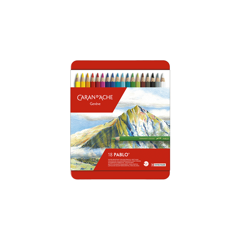 CARAN D'ACHE ΚΡΑΙΓΙΟΝ ΚΟΥΤΙ ΜΕΤAΛΛΙΚΟ 18 ΧΡΩΜΑΤΑ Φ3.8mm PABLO
