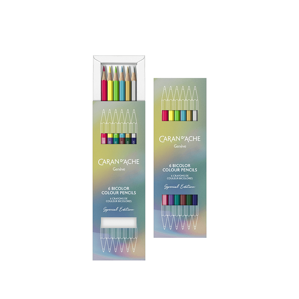CARAN D'ACHE ΚΡΑΙΓΙΟΝ (ΞΥΛΟΜΠΟΓΙΕΣ) ΔΙΧΡΩΜΟ ΚΟΥΤΙ ΧΑΡΤΙΝΟ 6 ΧΡΩΜΑΤΑ Φ2.8mm
