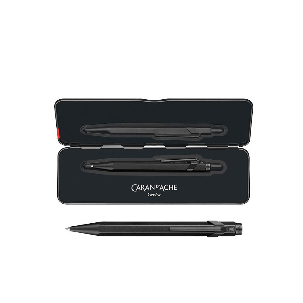 CARAN D'ACHE ΣΤΥΛΟ BALLPOINT ΜΑΥΡΟ ΜΕΛΑΝΙ ΜΕΤΑΛΛΙΚΟ ΣΕ ΜΕΤΑΛΛΙΚΟ ΚΟΥΤΙ MEDIUM 8