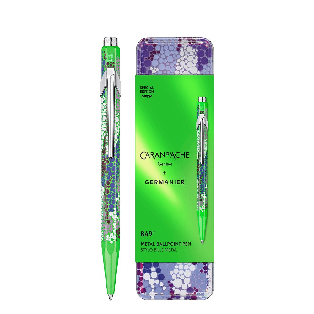 CARAN D'ACHE ΣΤΥΛΟ BALLPOINT ΜΑΥΡΟ ΜΕΛΑΝΙ ΣΕ ΜΕΤΑΛΛΙΚΟ ΚΟΥΤΙ 849 GERMANIER GREEN FLUO