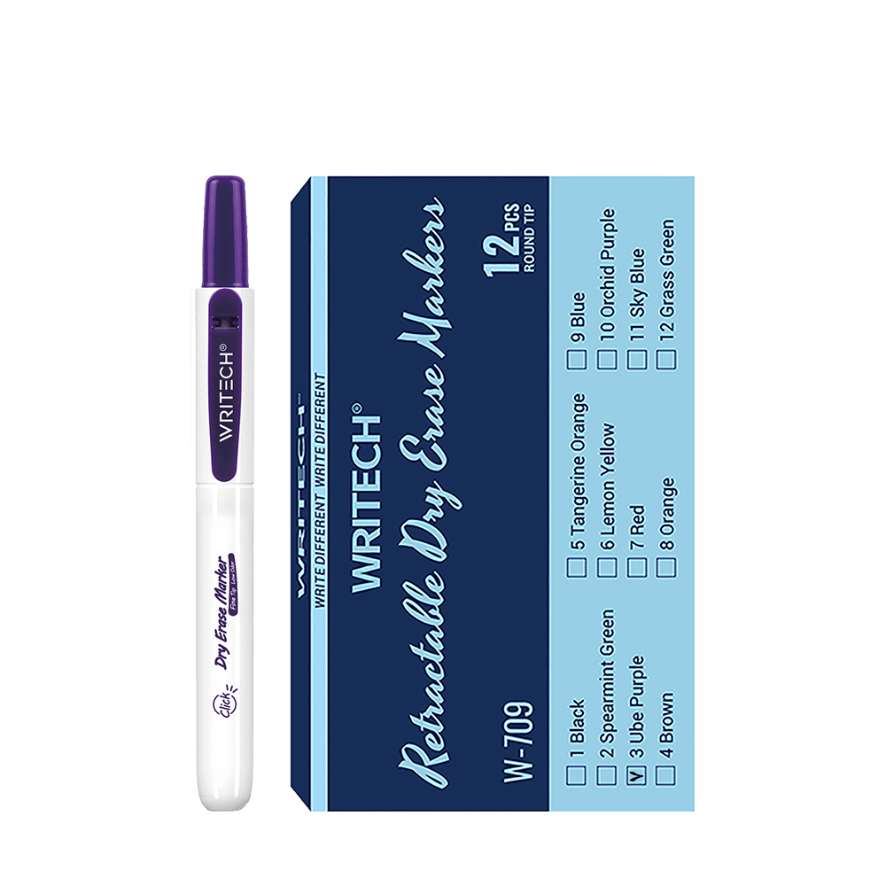 WRITECH ΜΑΡΚΑΔΟΡΟΣ ΠΙΝΑΚΟΣ ΚΟΥΜΠΙ 2mm RETRACTABLΕ ΜΩΒ 12 ΤΕΜΑΧΙΑ (Το προιόν πωλείται σε μεμονωμένα τεμάχια του ενός)