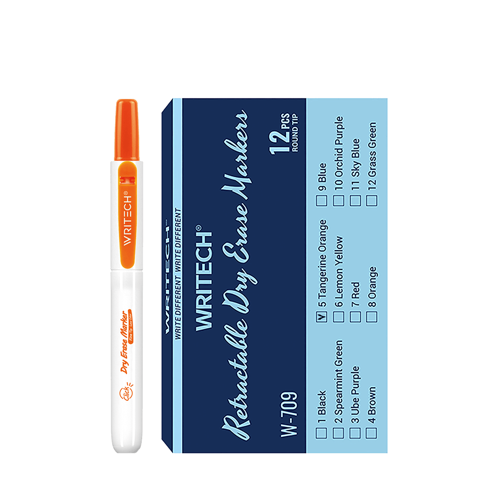 WRITECH ΜΑΡΚΑΔΟΡΟΣ ΠΙΝΑΚΟΣ ΚΟΥΜΠΙ 2mm RETRACTABLE ΠΟΡΤΟΚΑΛΙ 12 ΤΕΜΑΧΙΑ (Το προιόν πωλείται σε μεμονωμένα τεμάχια του ενός)