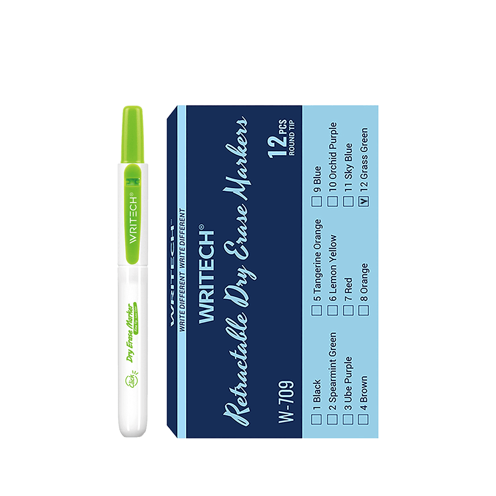WRITECH ΜΑΡΚΑΔΟΡΟΣ ΠΙΝΑΚΟΣ ΚΟΥΜΠΙ 2mm RETRACTABLE ΠΡΑΣΙΝΟ 12 ΤΕΜΑΧΙΑ (Το προιόν πωλείται σε μεμονωμένα τεμάχια του ενός)