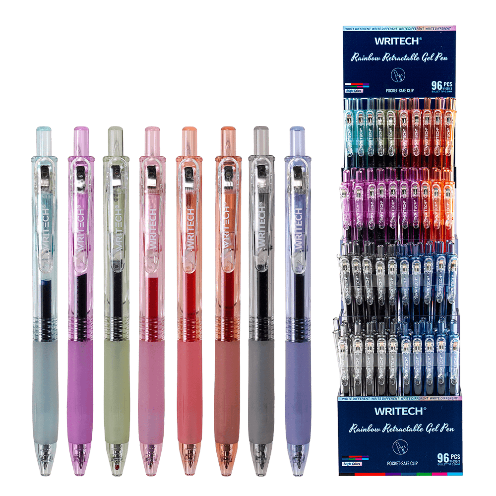 WRITECH ΒΙΤΡΙΝΑ ΓΕΜΑΤΗ ΣΤΥΛΟ GEL ΚΟΥΜΠΙ 0.7mm RAINBOW 96 ΤΕΜΑΧΙΑ (Το προιόν πωλείται σε μεμονωμένα τεμάχια του ενός)