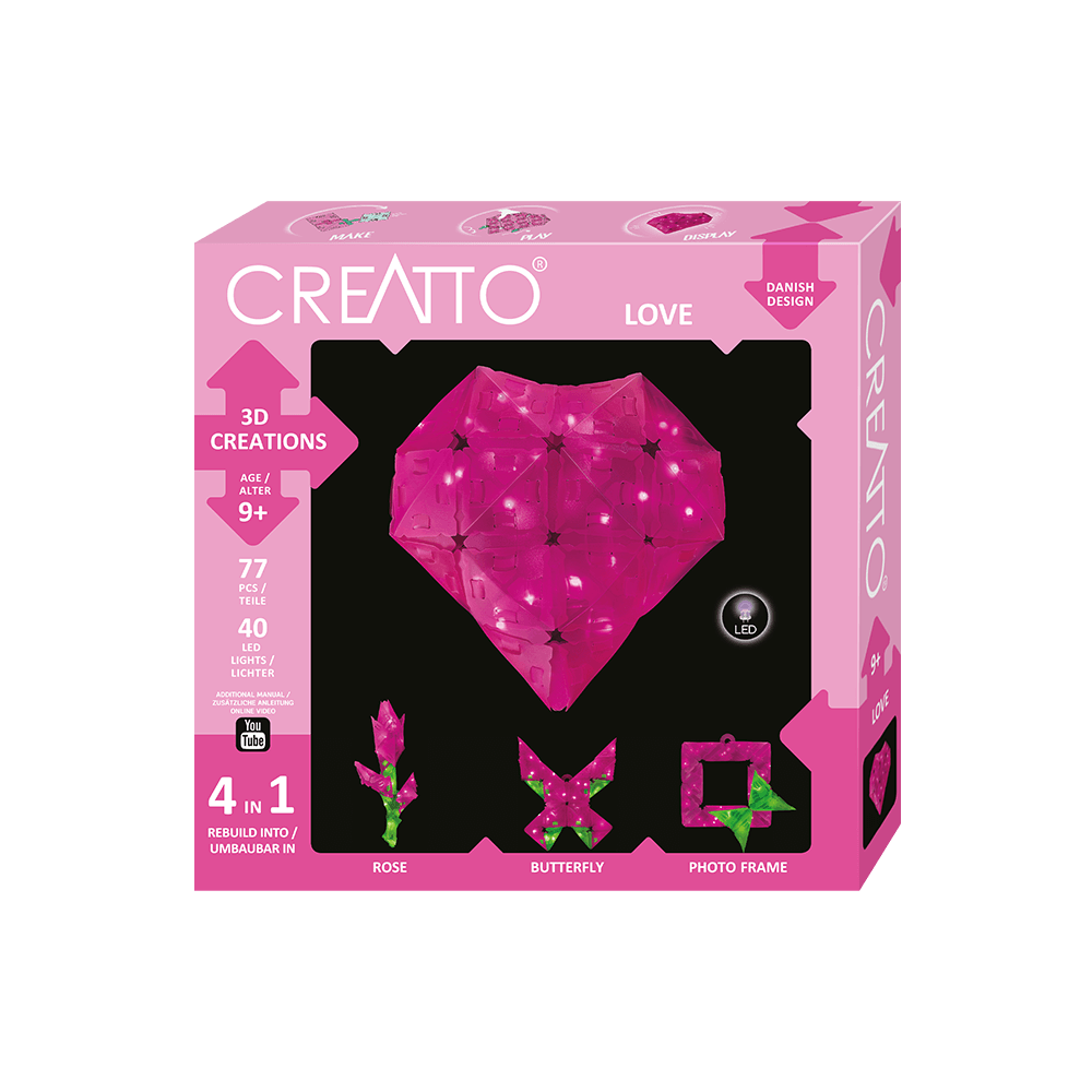 KOSMOS 3D ΚΑΤΑΣΚΕΥΗ ΜΕ LED 4 ΣΕ 1 ΚΑΡΔΙΑ CREATTO KOSMOS 3D ΚΑΤΑΣΚΕΥΗ ΜΕ LED 4 ΣΕ 1 ΚΑΡΔΙΑ CREATTO