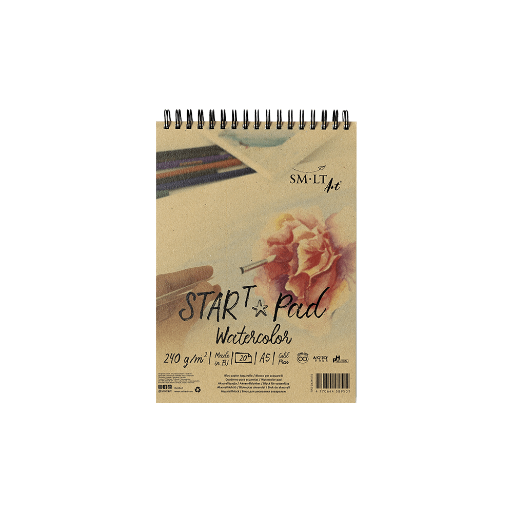 SMLT ART ΜΠΛΟΚ ΑΚΟΥΑΡΕΛΑΣ ΣΠΙΡΑΛ 20 ΦΥΛΛΑ Α5 240gsm