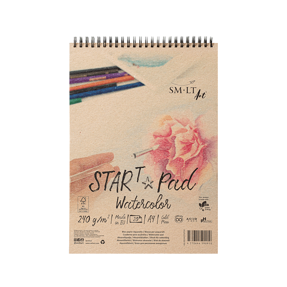 SMLT ART ΜΠΛΟΚ ΑΚΟΥΑΡΕΛΑΣ ΣΠΙΡΑΛ 20 ΦΥΛΛΑ Α4 240gsm