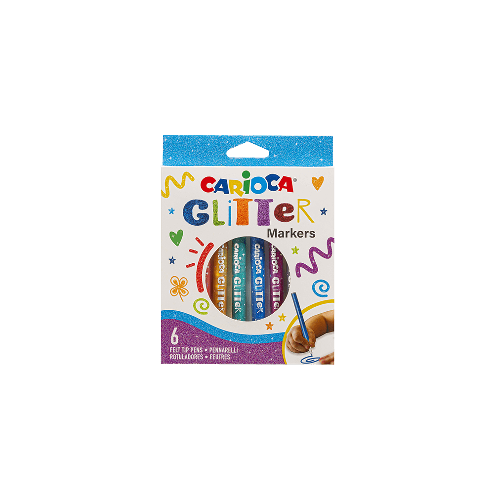 CARIOCA ΜΑΡΚΑΔΟΡΟΣ ΧΑΡΤΙΝΟ BLISTER 6 ΧΡΩΜΑΤΑ GLITTER