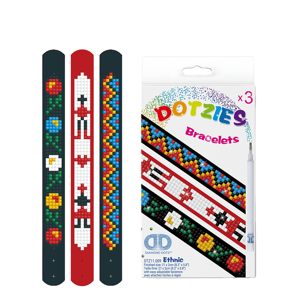 DIAMOND DOTZ ΚΑΤΑΣΚΕΥΗ ΨΗΦΙΔΩΤΟ ΒΡΑΧΙΟΛΙ BLISTER 3 ΤΕΜΑΧΙΑ 21x2cm DOTZIES ETHNIC