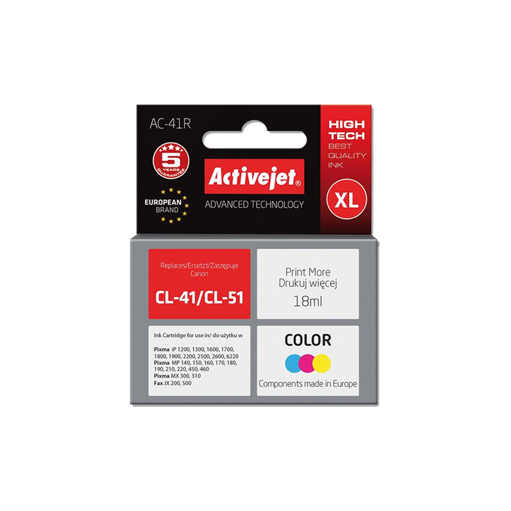 ACTIVE JET INK ΣΥΜΒΑΤΟ ΜΕ CANON AC-41R #CL-41 TRICOLOR 18ml (Α) #0617B001