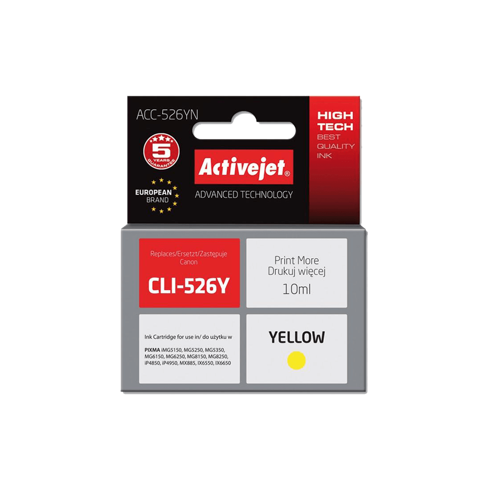 ACTIVE JET INK ΣΥΜΒΑΤΟ ΜΕ CANON AC-526YN #CLI-526Y YELLOW 10ml (Α) #4543B001