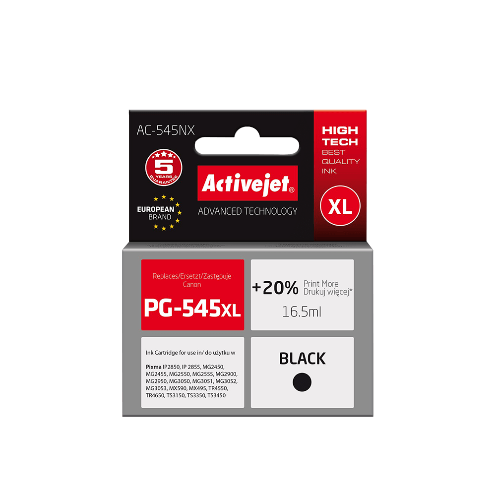 ACTIVE JET INK ΣΥΜΒΑΤΟ ΜΕ CANON AC-545NX #PG-545XL 16.5ml (Α) BLACK ACTIVE JET INK ΣΥΜΒΑΤΟ ΜΕ CANON AC-545NX #PG-545XL 16.5ml (Α) BLACK