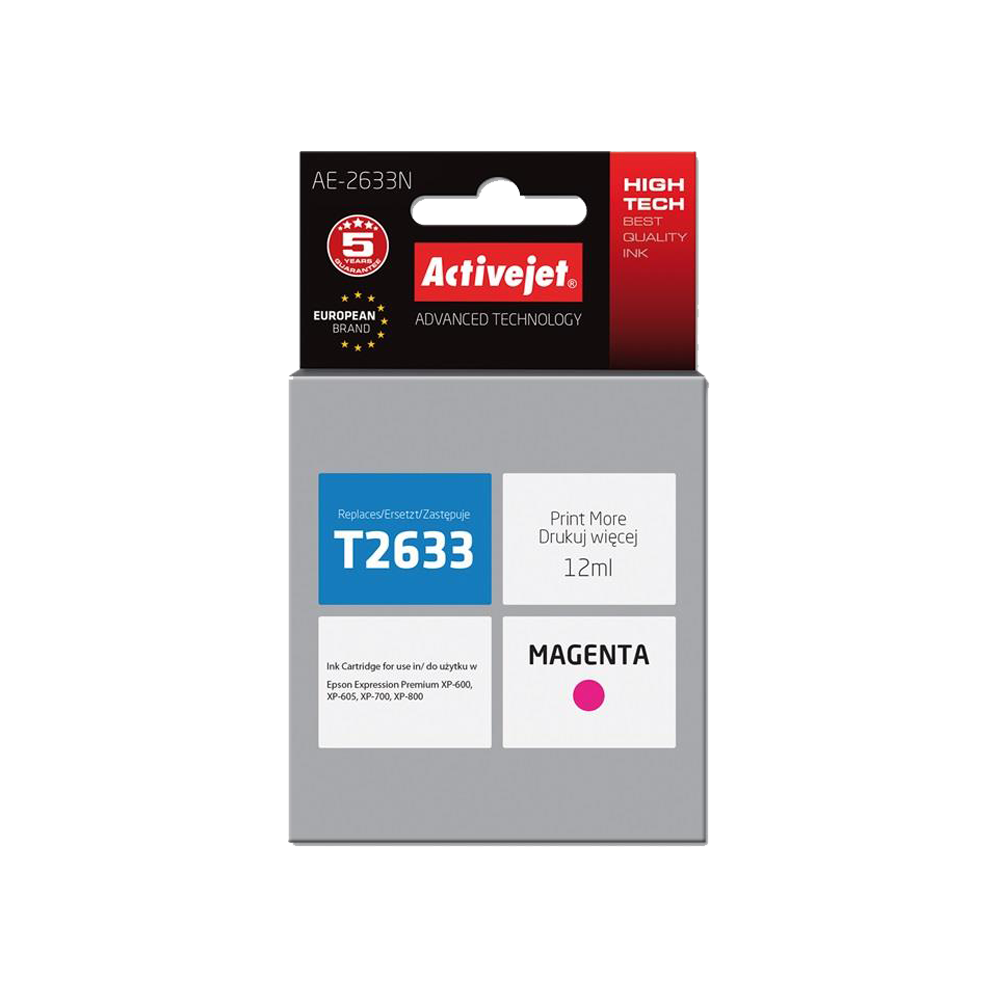 ACTIVE JET INK ΣΥΜΒΑΤΟ ΜΕ EPSON AE-2633N #26XL MAGENTA 12ml (Ν) #C13T26334012 ACTIVE JET INK ΣΥΜΒΑΤΟ ΜΕ EPSON AE-2633N #26XL MAGENTA 12ml (Ν) #C13T26334012