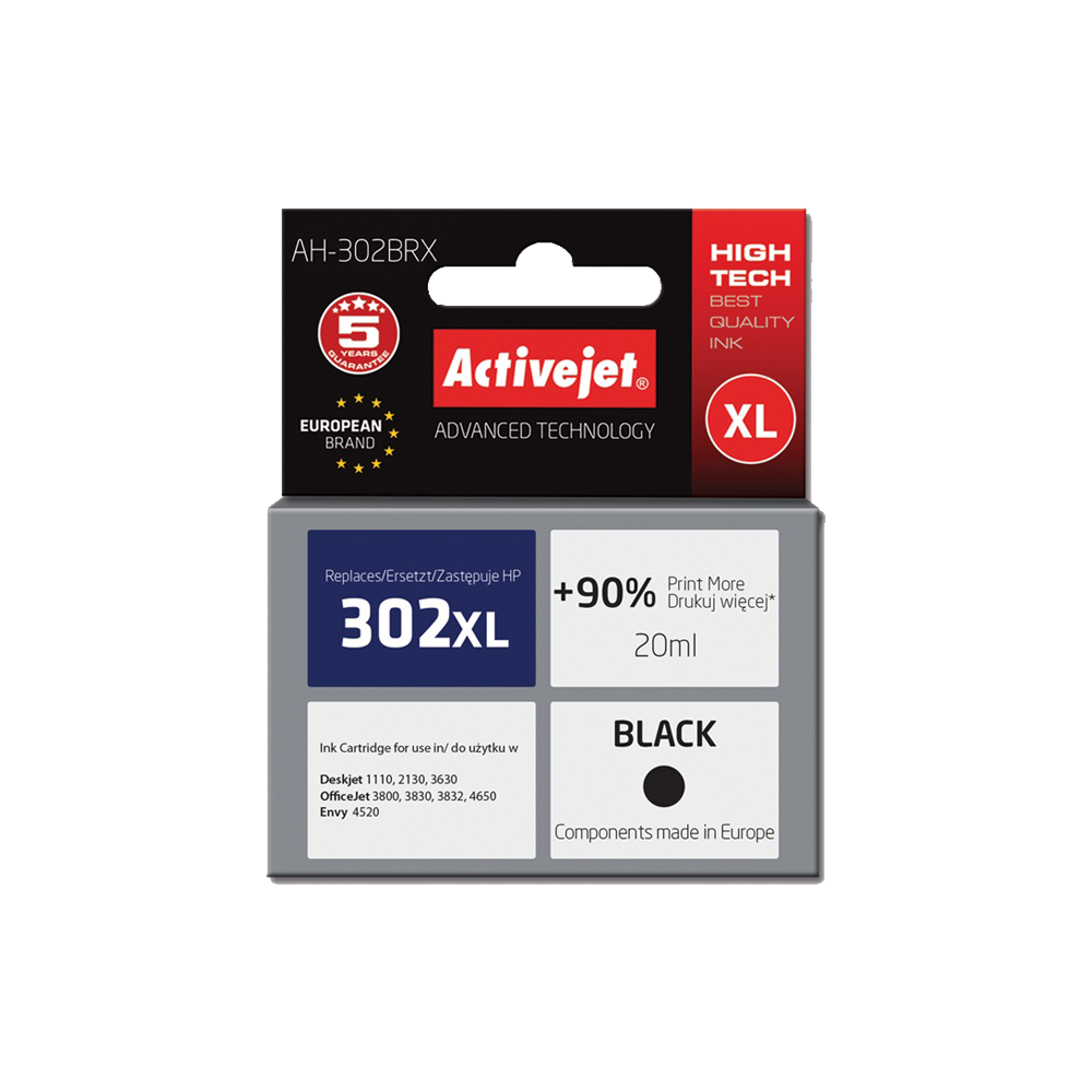 ACTIVE JET INK ΣΥΜΒΑΤΟ ΜΕ HP AH-302BRX #302XL BLACK 20ml (Α) #F6U68A ACTIVE JET INK ΣΥΜΒΑΤΟ ΜΕ HP AH-302BRX #302XL BLACK 20ml (Α) #F6U68A