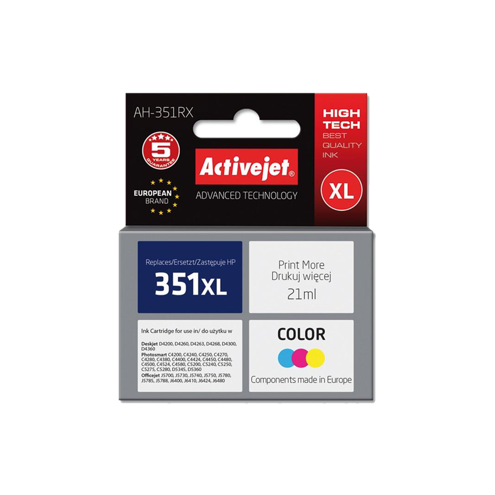 ACTIVE JET  INK ΣΥΜΒΑΤΟ  ΜΕ HP AH-351RX #351XL TRICOLOR 21ml (Α) #CB338EE