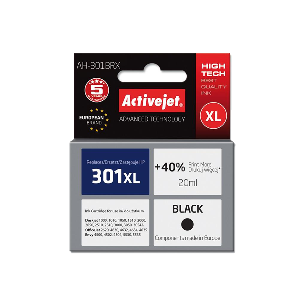 ACTIVE JET  INK ΣΥΜΒΑΤΟ  ΜΕ HP AH-301BRX #301XL BLACK 20ml (Α) #CH563EE