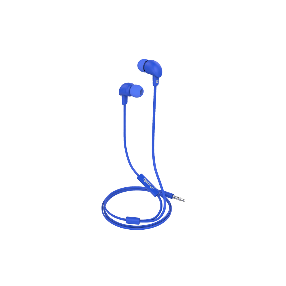 CELLY ΑΚΟΥΣΤΙΚΑ ΜΕ ΜΙΚΡΟΦΩΝΟ FLAT CABLE ΜΠΛΕ