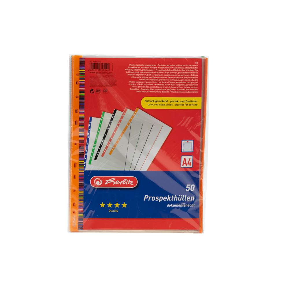 HERLITZ ΖΕΛΑΤΙΝΗ Π Α4 ENIΣXΥΜΕΝΗ PP ΧΡΩΜΑΤΙΣΤΑ ΑΚΡΑ 5 ΧΡΩΜΑΤΑ 50 ΤΕΜΑΧΙΑ (Το προιόν πωλείται σε μεμονωμένα τεμάχια του ενός)