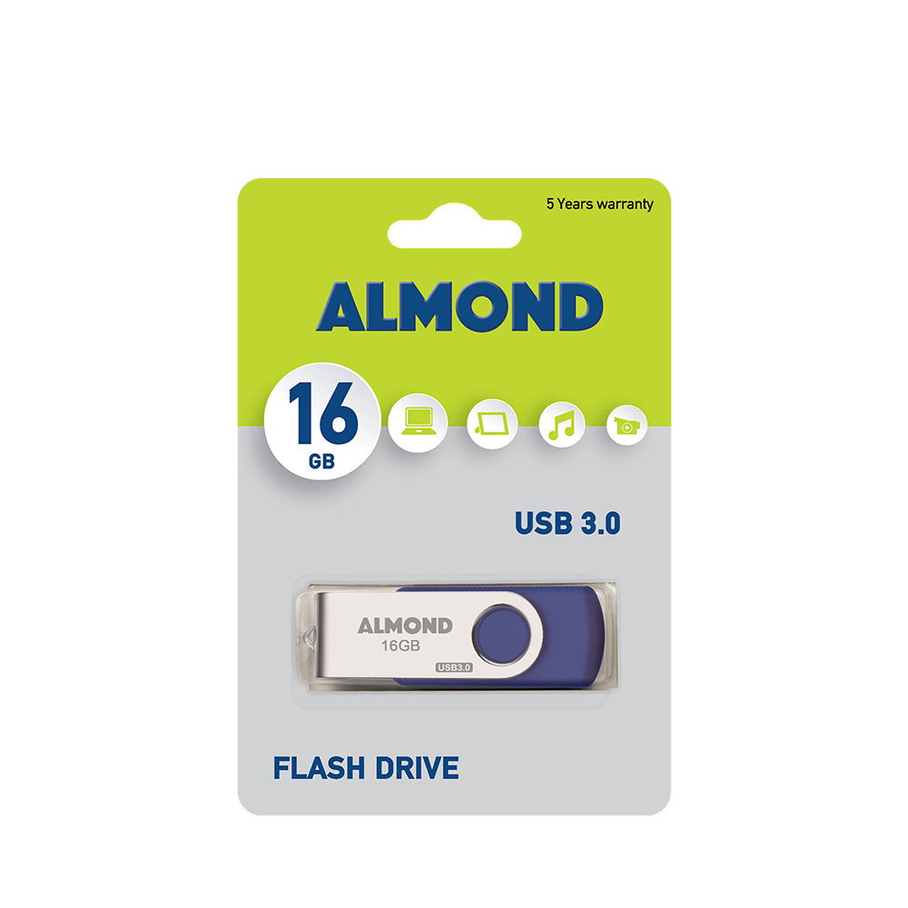 ALMOND FLASH DRIVE USB 3.0 16GB TWISTER ΣΚΟΥΡΟ ΜΠΛΕ