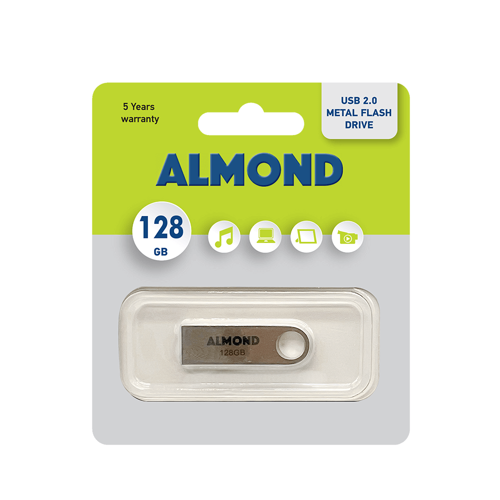 ALMOND FLASH DRIVE USB 2.0 128GB ΜΕΤΑΛΛΙΚΟ MINI ALMOND FLASH DRIVE USB 2.0 128GB ΜΕΤΑΛΛΙΚΟ MINI