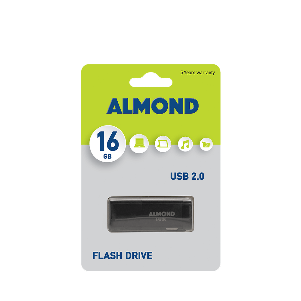 ALMOND FLASH DRIVE USB 2.0 16GB PRIME ΜΑΥΡΟ