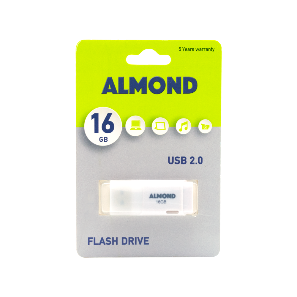 ALMOND FLASH DRIVE USB 2.0 16GB PRIME ΛΕΥΚΟ