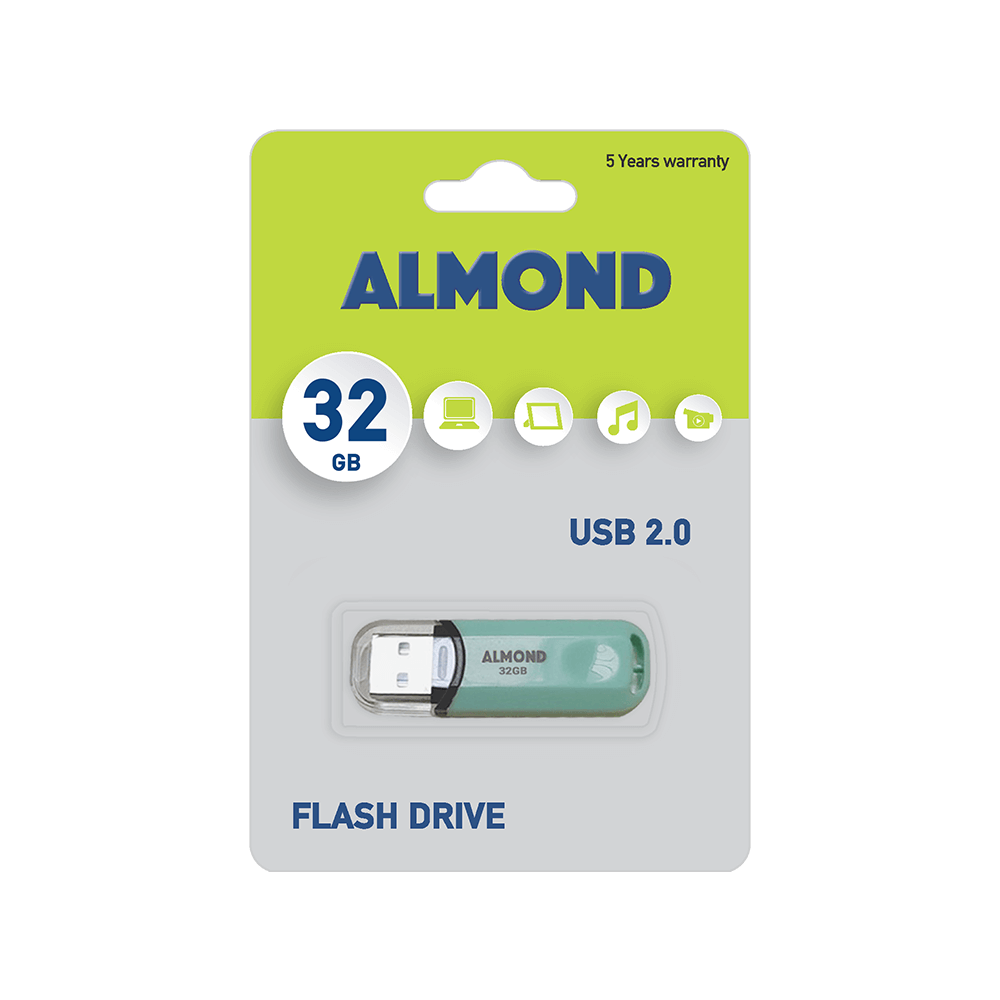 ALMOND FLASH DRIVE USB 2.0 32GB PASTEL MINT ALMOND FLASH DRIVE USB 2.0 32GB PASTEL MINT