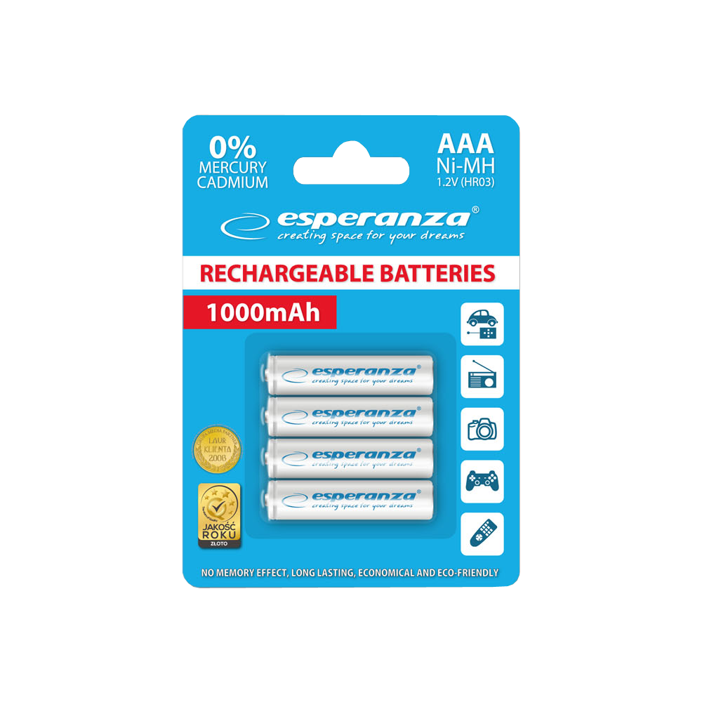ESPERANZA ΜΠΑΤΑΡΙΑ ΕΠΑΝΑΦΟΡΤΙΖΟΜΕΝΗ AAA 1000mAh Ni-MH ΛΕΥΚΗ 4 ΤΕΜΑΧΙΑ ESPERANZA ΜΠΑΤΑΡΙΑ ΕΠΑΝΑΦΟΡΤΙΖΟΜΕΝΗ AAA 1000mAh Ni-MH ΛΕΥΚΗ 4 ΤΕΜΑΧΙΑ
