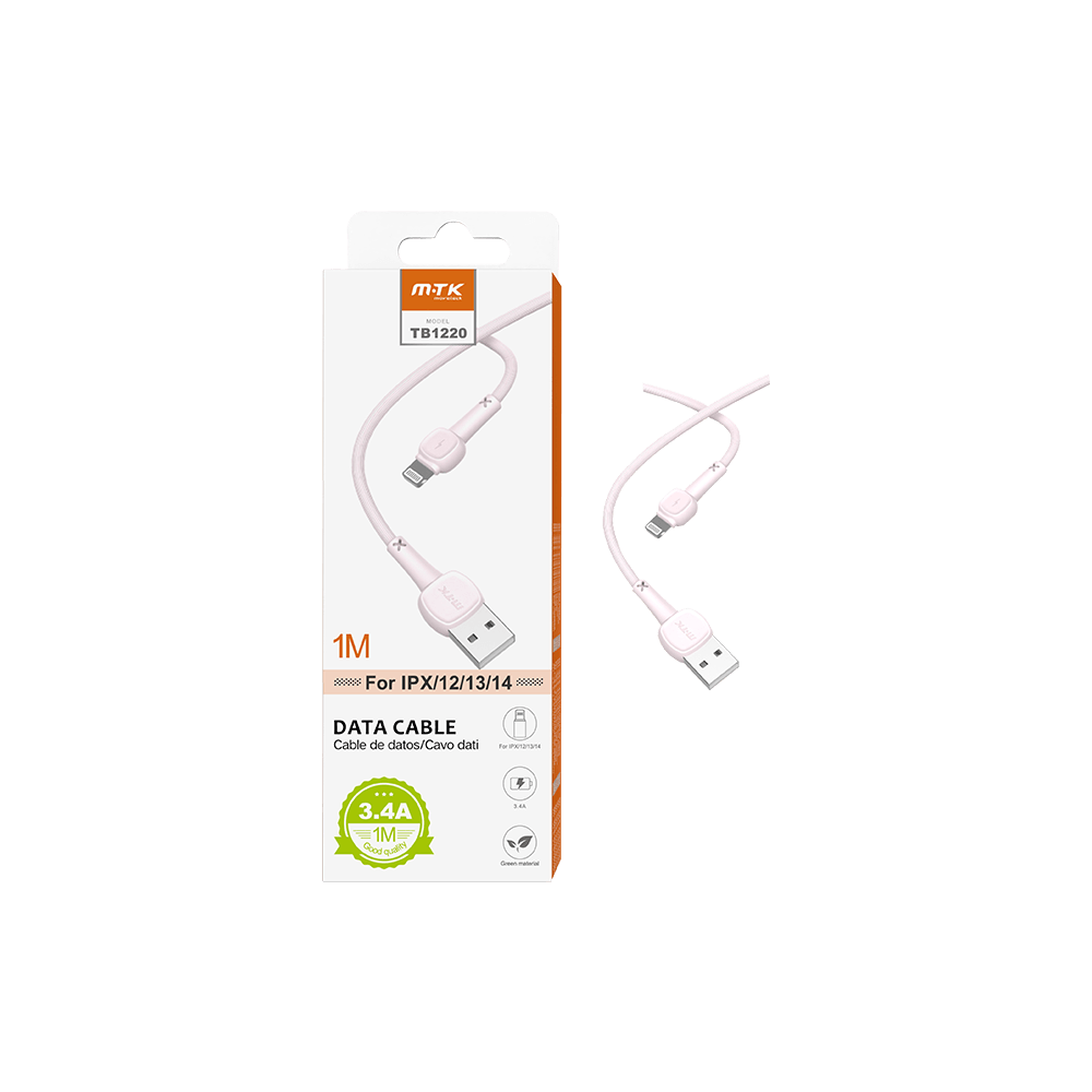 MTK ΚΑΛΩΔΙΟ ΓΙΑ IPHONE IPX/12/13/14 USB ΡΟΖ