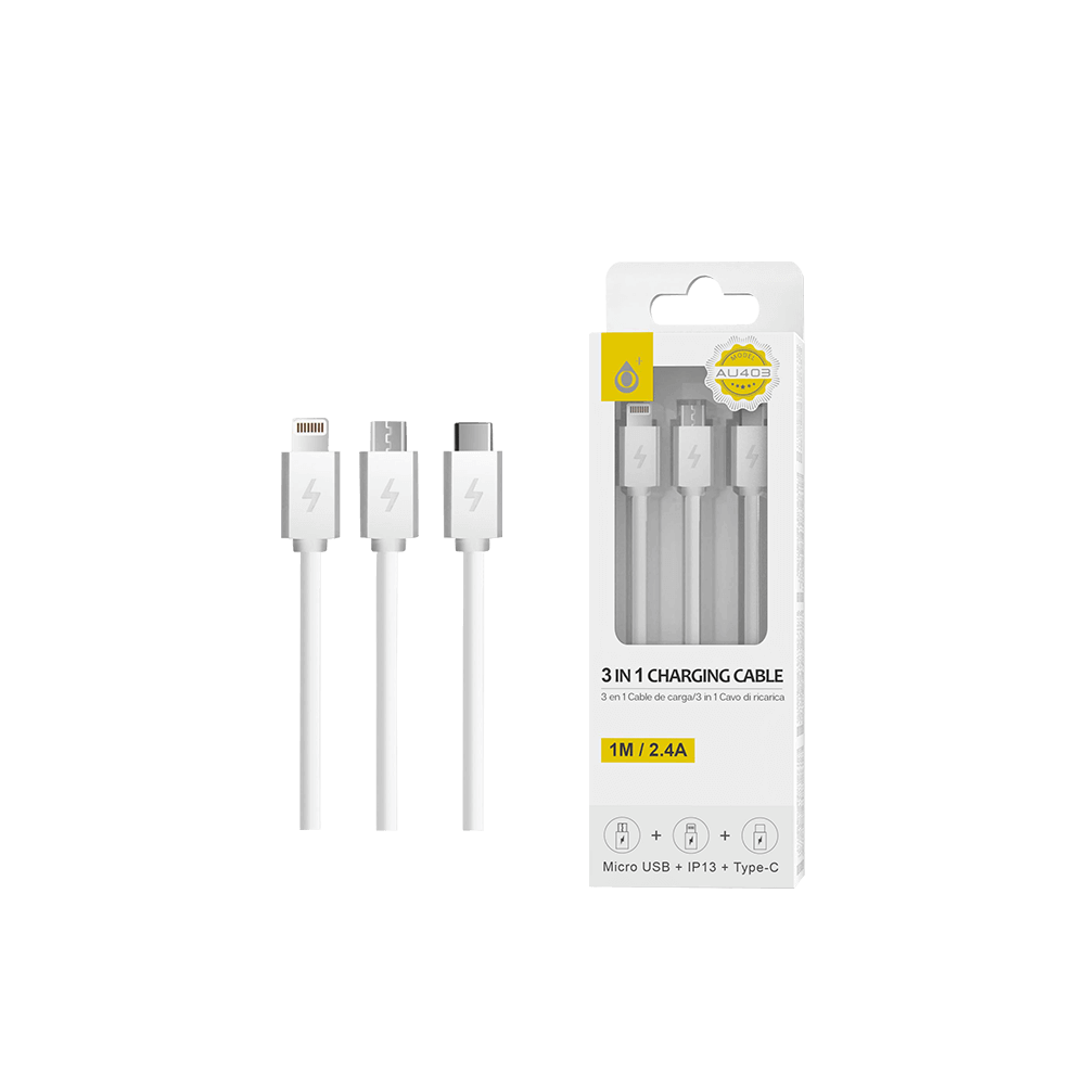 MTK ΚΑΛΩΔΙΟ USB 3 ΣΕ 1 (MICRO USB-IPHONE-TYPE C) 2.4A 1.2m ΛΕΥΚΟ MTK ΚΑΛΩΔΙΟ USB 3 ΣΕ 1 (MICRO USB-IPHONE-TYPE C) 2.4A 1.2m ΛΕΥΚΟ