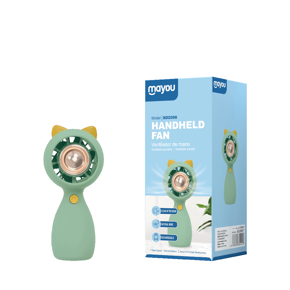 MAYOU ΑΝΕΜΙΣΤΗΡΑΣ ΧΕΙΡΟΣ ΕΠΑΝΑΦΟΡΤΙΖΟΜΕΝΟΣ 300mAh 5V/0.5A MICRO USB ΠΡΑΣΙΝΟΣ