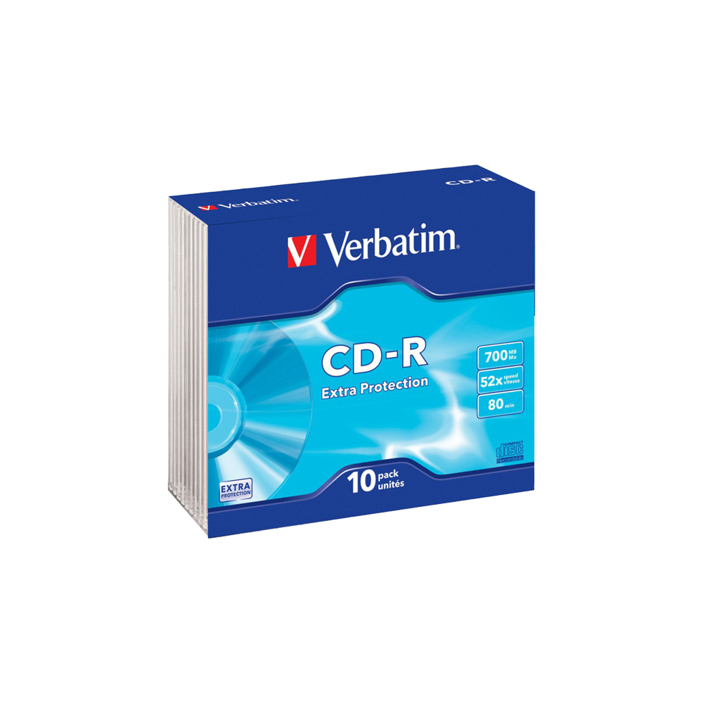 VERBATIM CD-R SLIM 700MB 52X DATALIFE 10 ΤΕΜΑΧΙΑ (Το προιόν πωλείται σε μεμονωμένα τεμάχια του ενός)