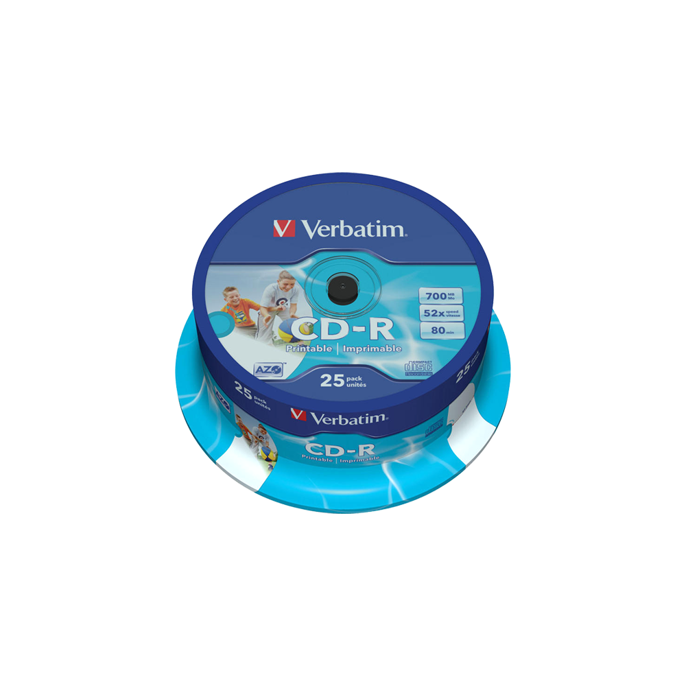 VERBATIM CD-R PRINTABLE 700MB 52X CAKEBOX 25 ΤΕΜΑΧΙΑ (Το προιόν πωλείται σε μεμονωμένα τεμάχια του ενός)