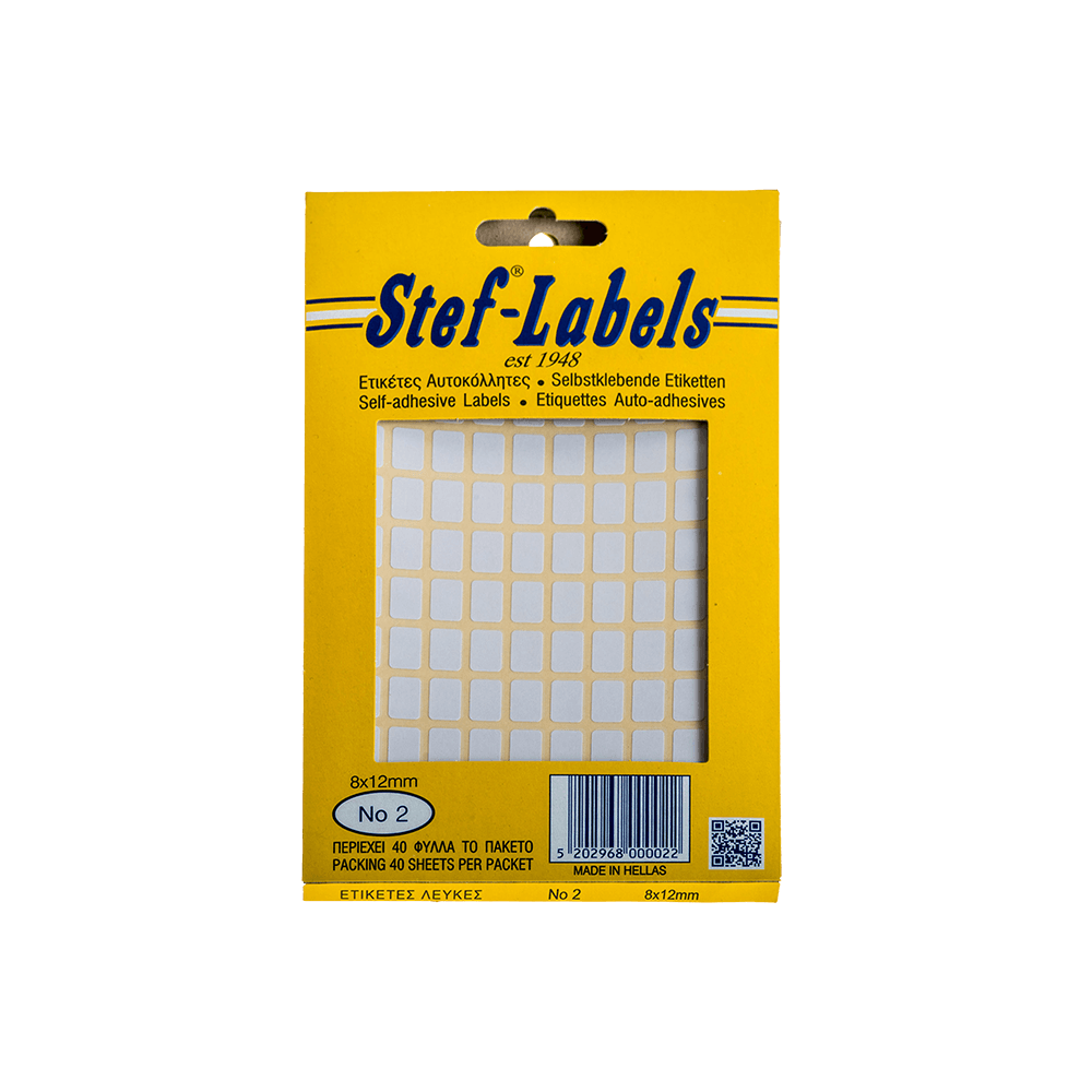 STEF ΕΤΙΚΕΤΕΣ ΑΥΤΟΚΟΛΛΗΤΕΣ 8x12mm 110/ΦΥΛΛΟ ΛΕΥΚΕΣ 40 ΦΥΛΛΑ STEF ΕΤΙΚΕΤΕΣ ΑΥΤΟΚΟΛΛΗΤΕΣ 8x12mm 110/ΦΥΛΛΟ ΛΕΥΚΕΣ 40 ΦΥΛΛΑ