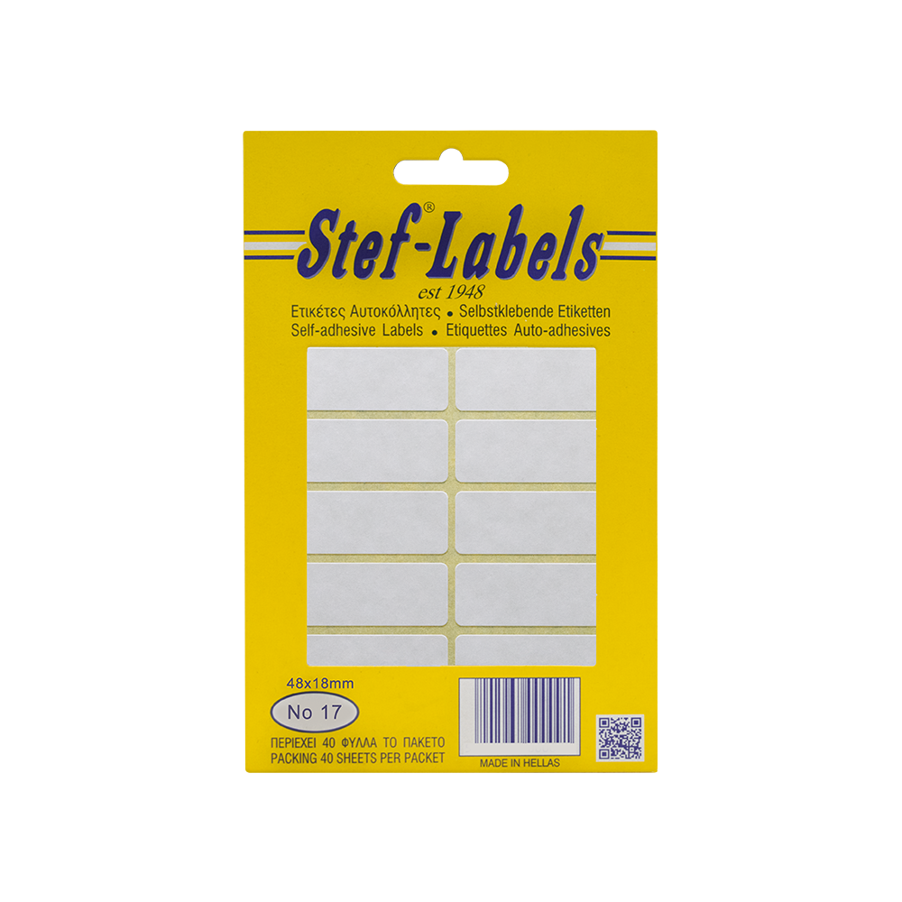 STEF ΕΤΙΚΕΤΕΣ ΑΥΤΟΚΟΛΛΗΤΕΣ 48x18mm 16/ΦΥΛΛΟ ΛΕΥΚΕΣ 40 ΦΥΛΛΑ