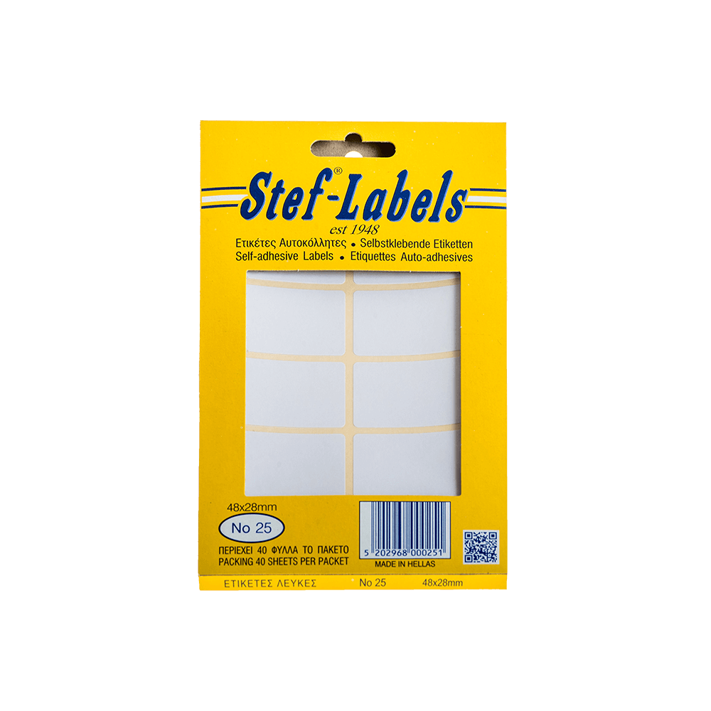 STEF ΕΤΙΚΕΤΕΣ ΑΥΤΟΚΟΛΛΗΤΕΣ 48x28mm 10/ΦΥΛΛΟ ΛΕΥΚΕΣ 40 ΦΥΛΛΑ