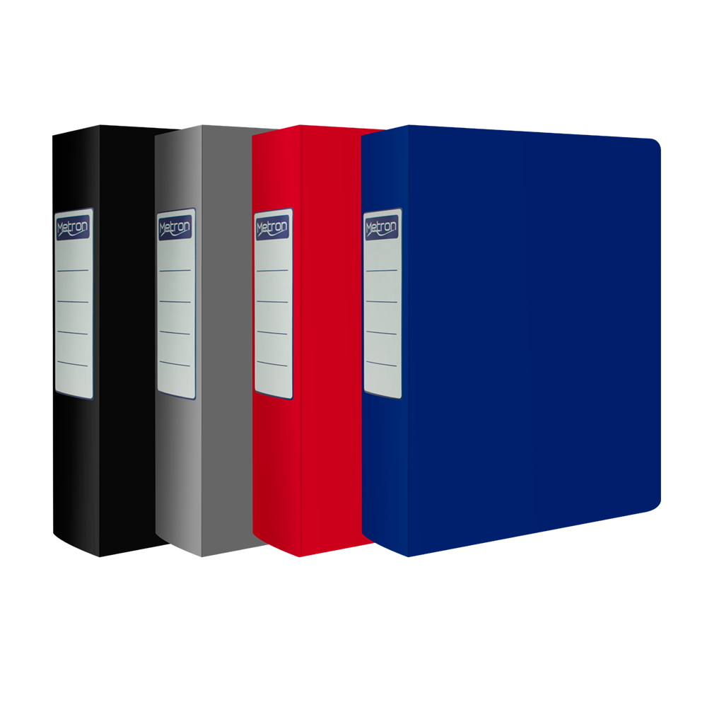 METRON ΚΟΥΤΙ ΠΛΑΣΤΙΚΟ A4 ΡΑΧΗ 8cm ΜΕ ΚΟΥΜΠΙ ΜΑΤ ΧΡΩΜΑΤΑ