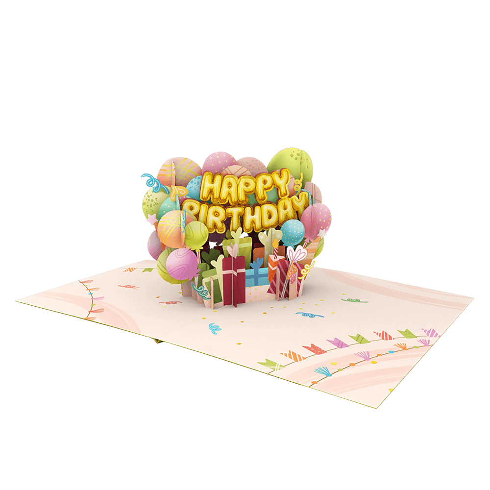 ORIGAMO ΚΑΡΤΑ ΕΥΧΕΤΗΡΙΑ ΑΝΑΔΥΟΜΕΝΗ ΜΠΑΛΟΝΙΑ ΓΕΝΕΘΛΙΩΝ 18.5x14cm KIRIGAMI