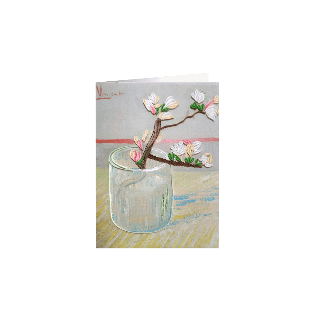 ORIGAMO ΚΑΡΤΑ ΕΥΧΕΤΗΡΙΑ QUILLING ΚΛΑΔΙ ΑΜΥΓΔΑΛΙΑΣ VAN GOGH 18.5x14cm FILIGRANA