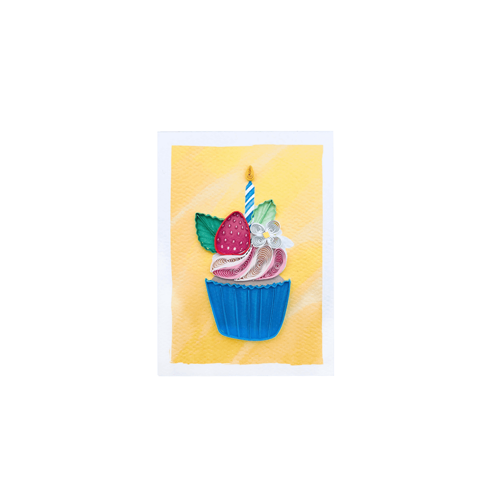 ORIGAMO ΚΑΡΤΑ ΕΥΧΕΤΗΡΙΑ MINI QUILLING ΜΠΛΕ CUPCAKE 10x7.8cm FILIGRANA