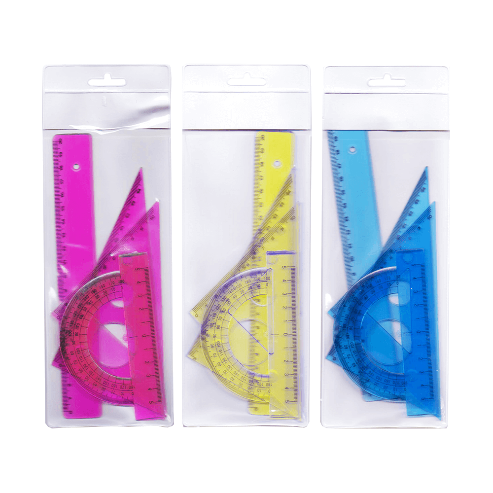 MEΤRON ΣΕΤ ΓΕΩΜΕΤΡΙΑΣ BLISTER 20cm 4 ΤΕΜΑΧΙΑ ΔΙΑΦΑΝΟ ΑΣΣΟΡΤΙ