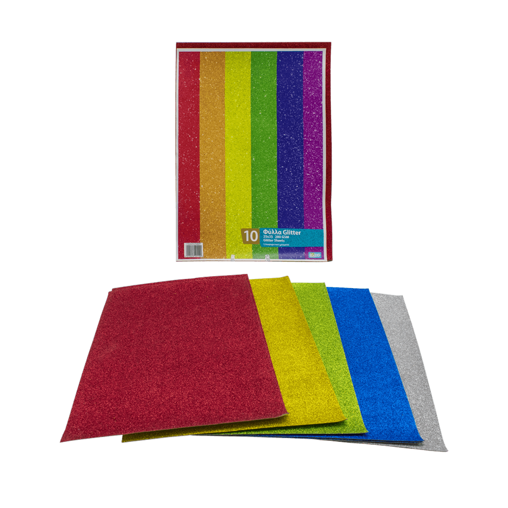 ΦΥΛΛΑ GLITTER 25x35cm 280gsm 5 ΧΡΩΜΑΤΑ ΑΣΣΟΡΤΙ 10 ΦΥΛΛΑ (Το προιόν πωλείται σε μεμονωμένα τεμάχια του ενός) ΦΥΛΛΑ GLITTER 25x35cm 280gsm 5 ΧΡΩΜΑΤΑ ΑΣΣΟΡΤΙ 10 ΦΥΛΛΑ (Το προιόν πωλείται σε μεμονωμένα τεμάχια του ενός)