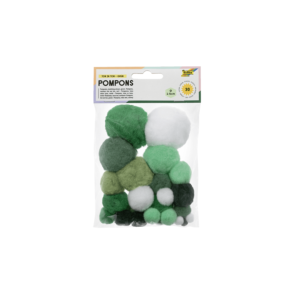 FOLIA ΠΟΜ ΠΟΜ ΣΕΤ 30 ΤΕΜΑΧΙΑ 1-5cm COLOUR TONE MIX ΠΡΑΣΙΝΟ FOLIA ΠΟΜ ΠΟΜ ΣΕΤ 30 ΤΕΜΑΧΙΑ 1-5cm COLOUR TONE MIX ΠΡΑΣΙΝΟ