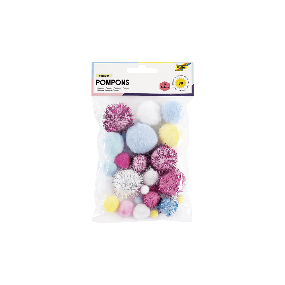 FOLIA ΠΟΜ ΠΟΜ ΣΕΤ 30 ΤΕΜΑΧΙΑ 1-4cm UNICORN FOLIA ΠΟΜ ΠΟΜ ΣΕΤ 30 ΤΕΜΑΧΙΑ 1-4cm UNICORN