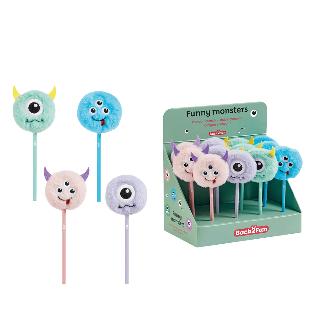 BACK2FUN ΒΙΤΡΙΝΑ ΓΕΜΑΤΗ ΜΟΛΥΒΙ POMPOM MONSTER ΑΣΣΟΡΤΙ 12 ΤΕΜΑΧΙΑ (Το προιόν πωλείται σε μεμονωμένα τεμάχια του ενός)