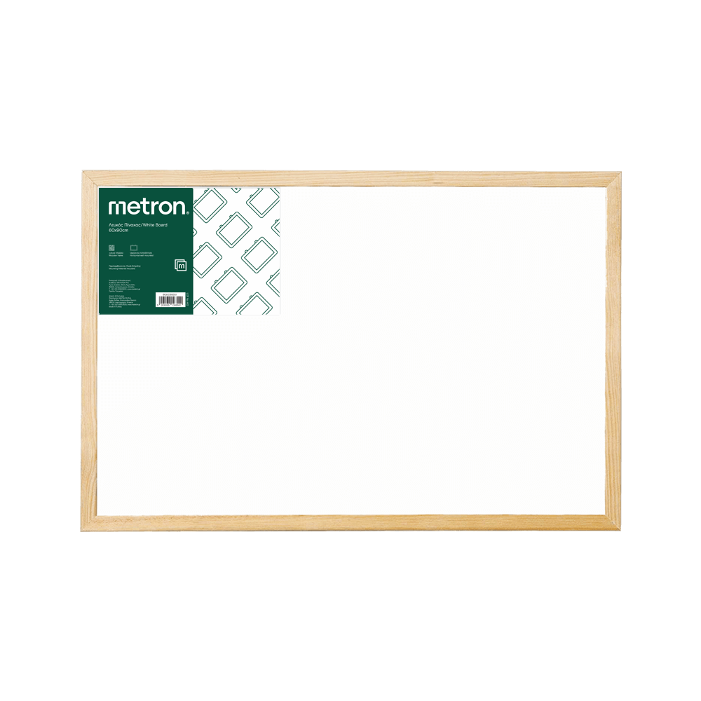 METRON ΠΙΝΑΚΑΣ ΠΛΑΙΣΙΟ ΞΥΛΙΝΟ 60x90cm ΛΕΥΚΟΣ