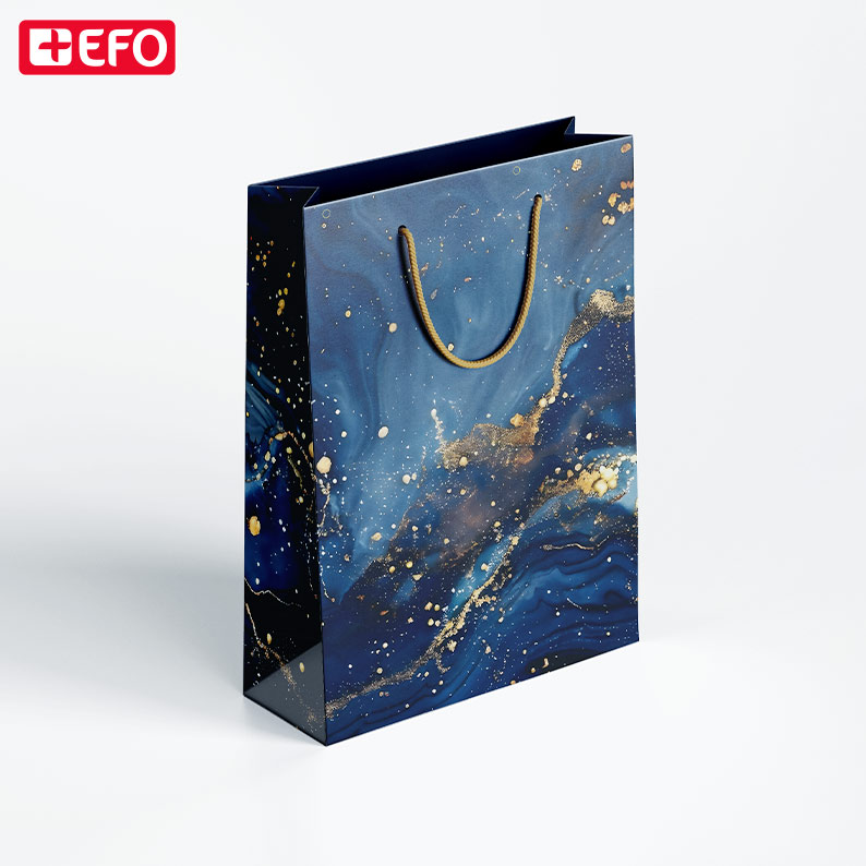 Σακούλα Δώρου +EFO 18x22cm Marble Blue